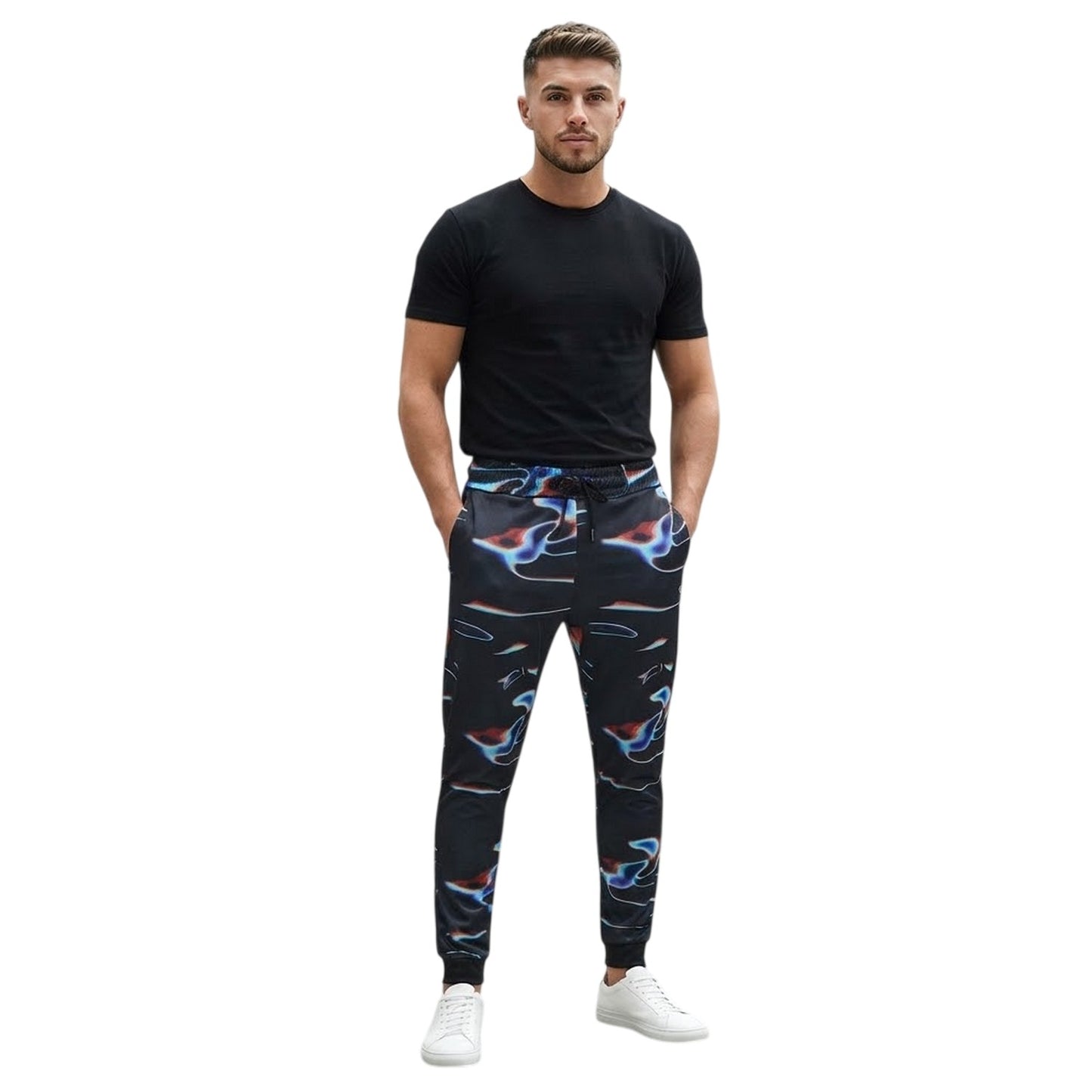 Black - Side - Criminal Damage Mens Warped Logo Tapered Joggers