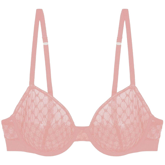 Pink - Front - Wolford Womens-Ladies Logo Lace Bra