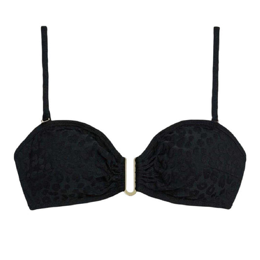 Black - Front - Chelsea Peers Womens-Ladies Leopard Print Bikini Top
