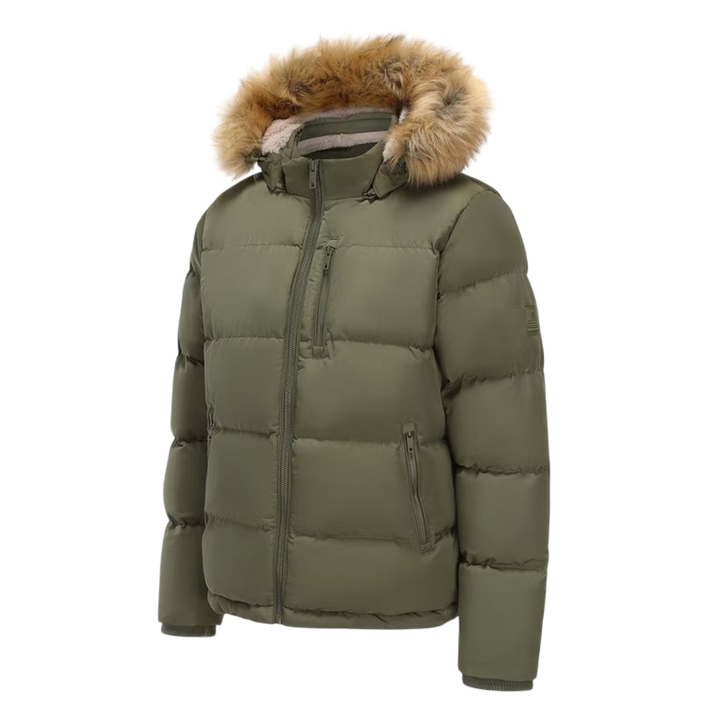 Khaki Green - Side - SoulCal Mens Bubble Recycled Polyester Puffer Jacket