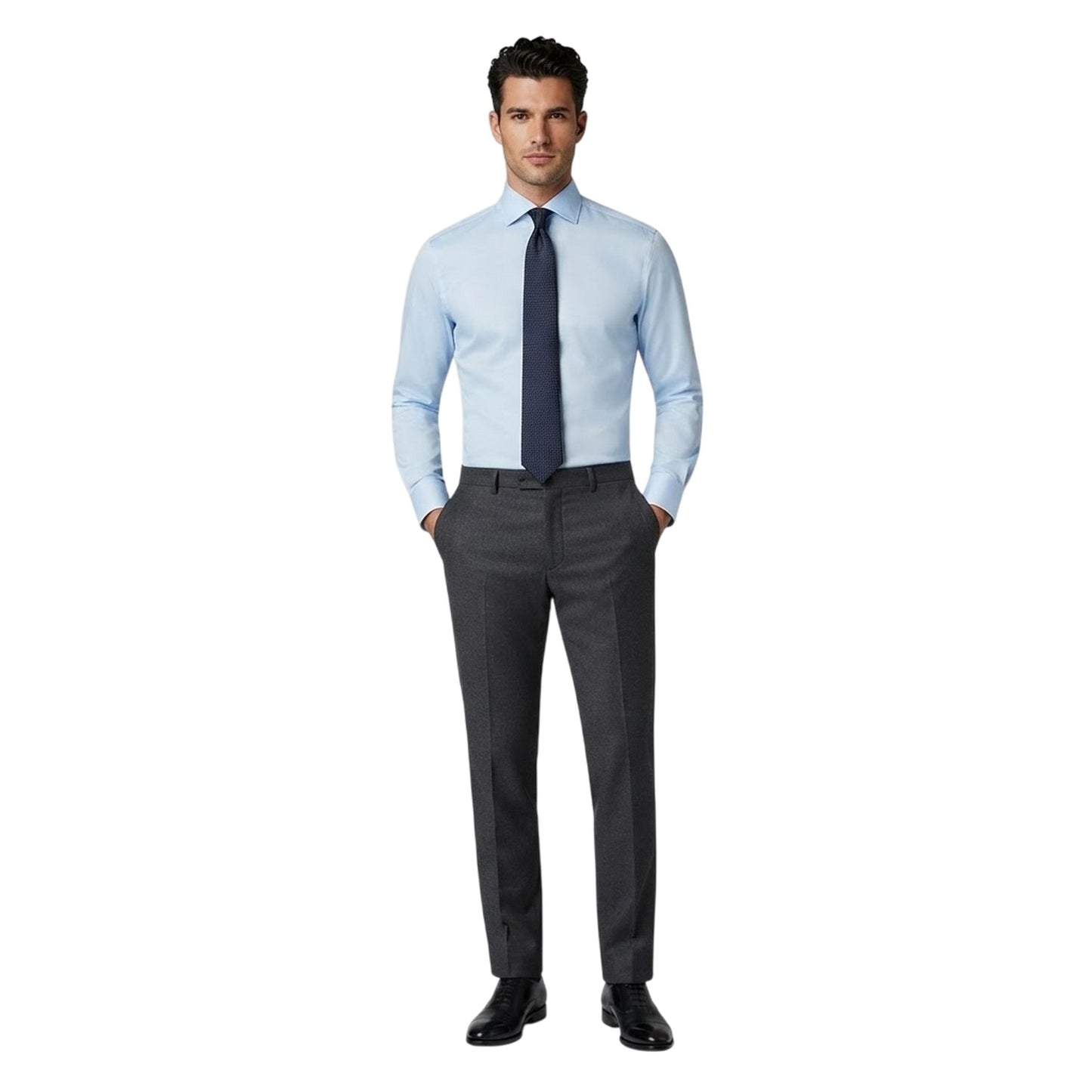 Light Blue - Side - Boss Mens H-Hank Spread Collar Shirt