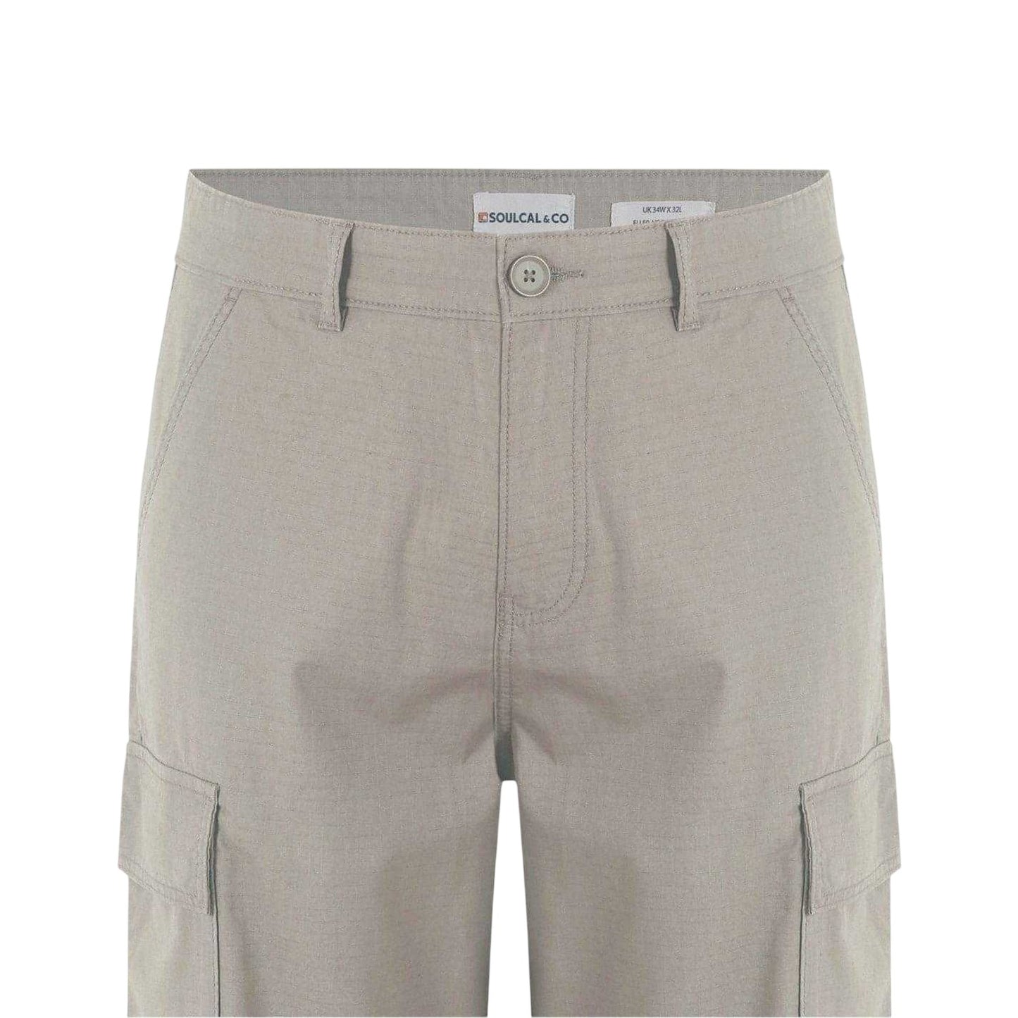 Beige - Lifestyle - SoulCal Mens Plain Cargo Trousers