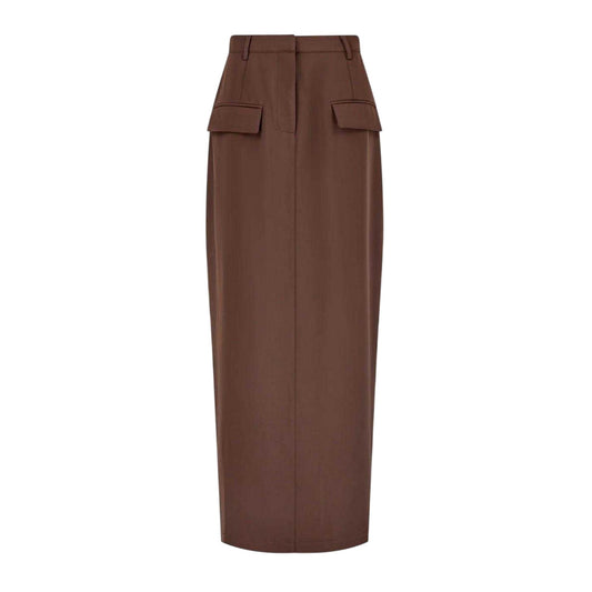 Brown - Front - Odd Muse Womens-Ladies Plain Maxi Skirt