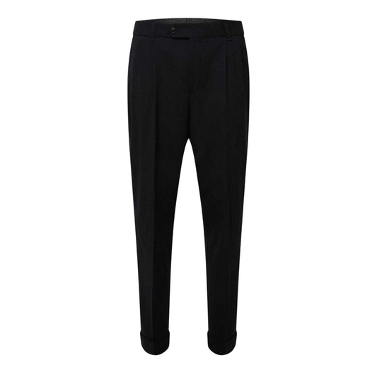Dark Blue - Front - Boss Mens Perin Virgin Wool Tapered Trousers