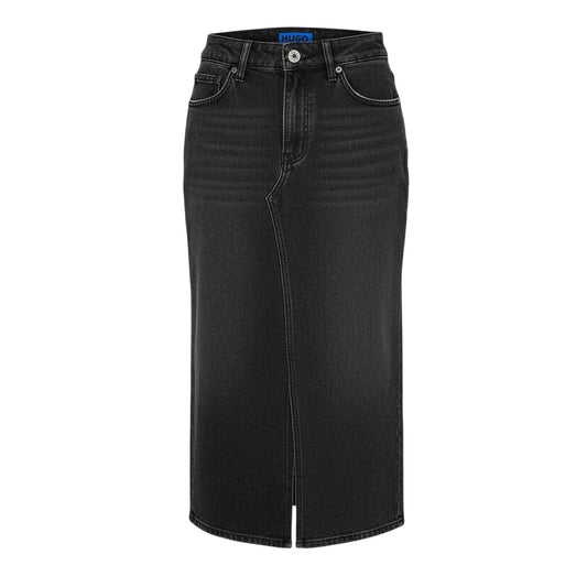 Black - Front - Hugo Womens-Ladies Goja Denim Midi Skirt