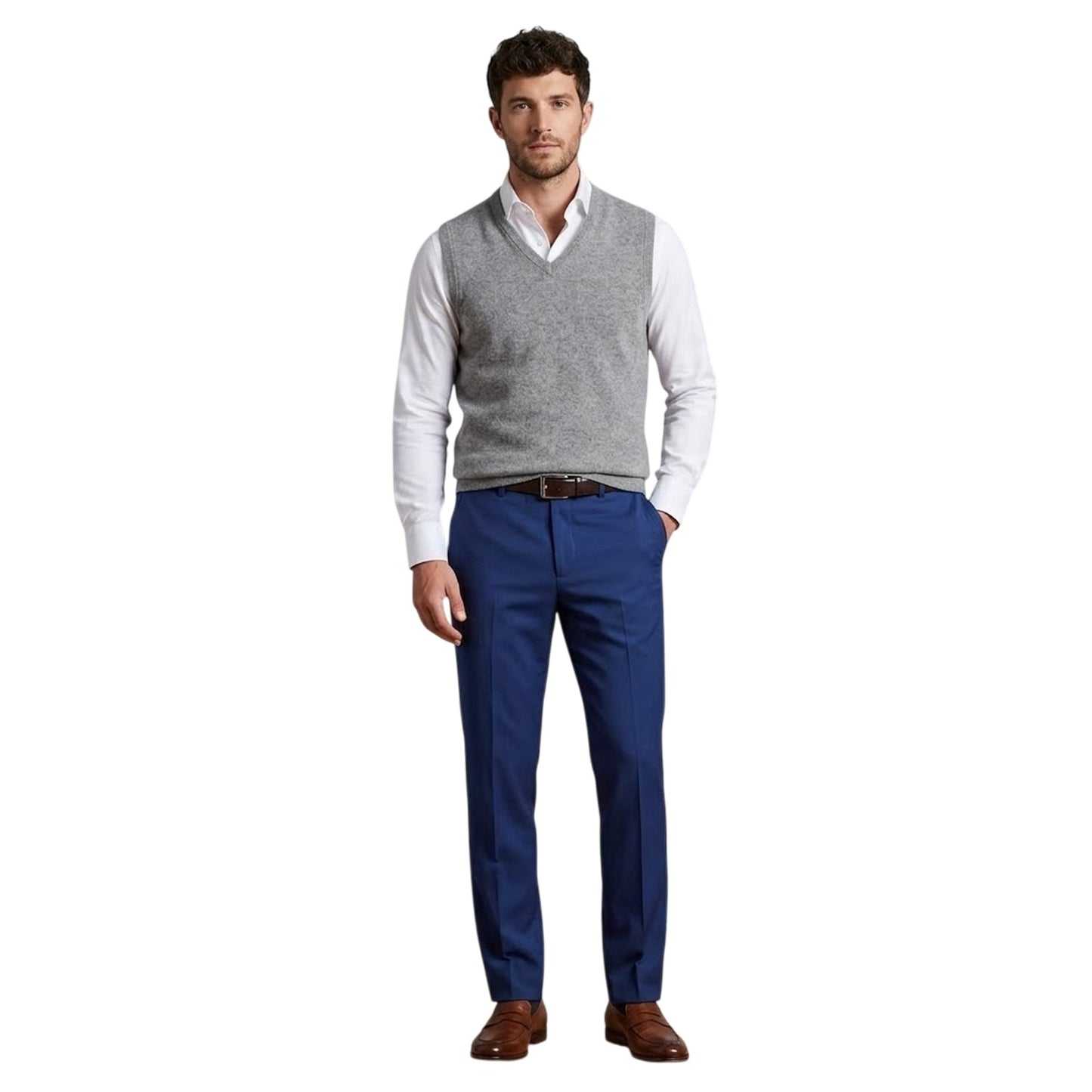 Blue - Side - Ted Baker Mens Twill Straight Leg Trousers