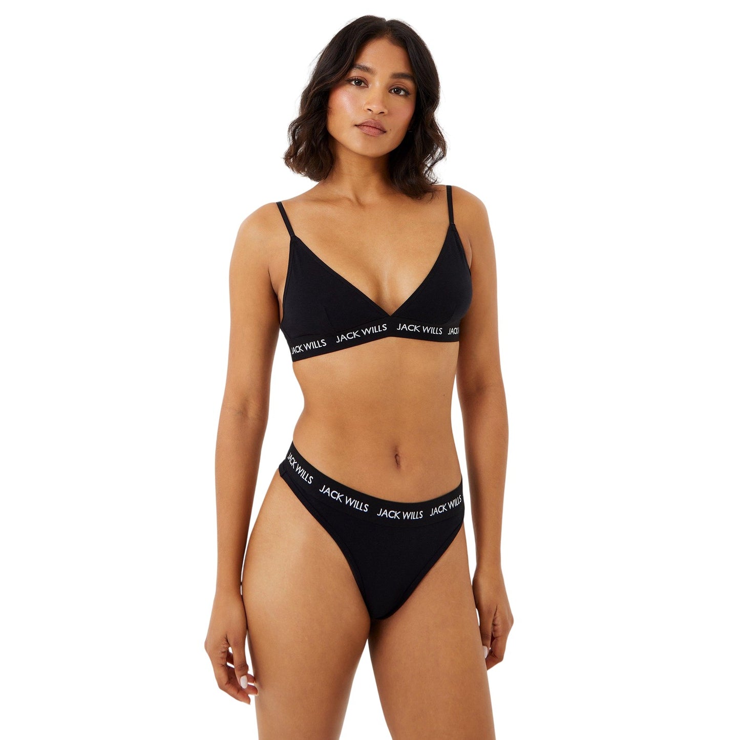 Black - Side - Jack Wills Womens-Ladies Biddstone Bralette (Pack of 2)