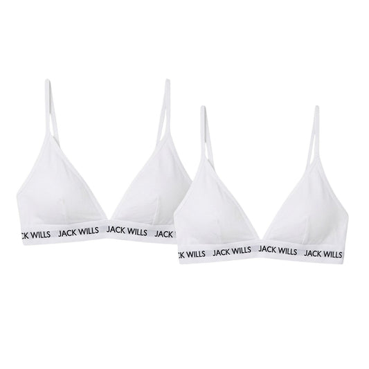White - Front - Jack Wills Womens-Ladies Biddstone Bralette (Pack of 2)