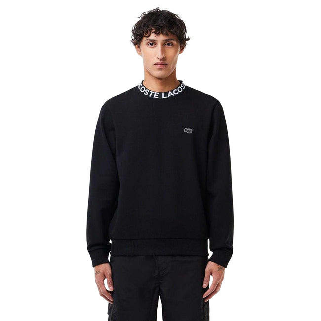 Black - Side - Lacoste Mens Logo Crew Neck Sweatshirt