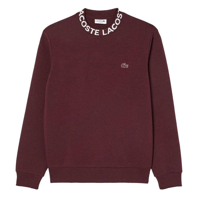 Maroon Red - Front - Lacoste Mens Logo Crew Neck Sweatshirt