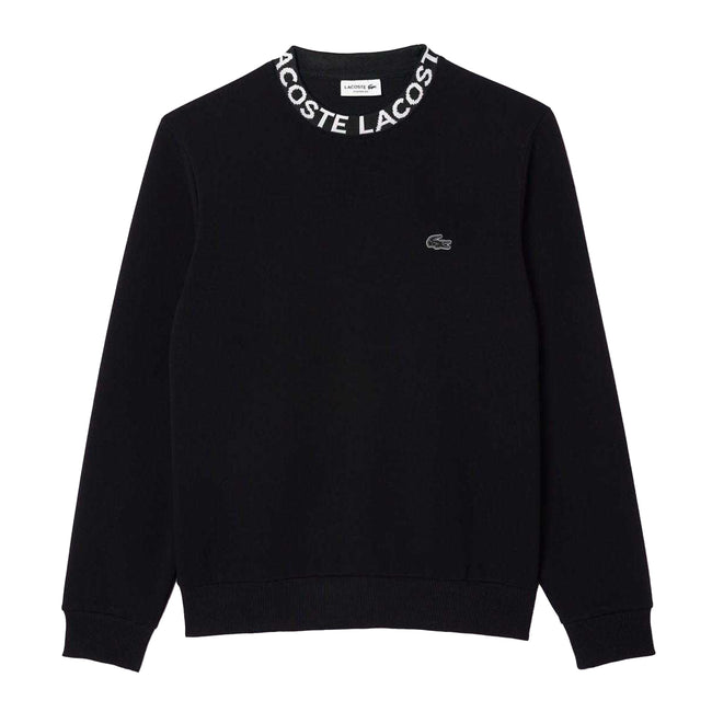Black - Front - Lacoste Mens Logo Crew Neck Sweatshirt