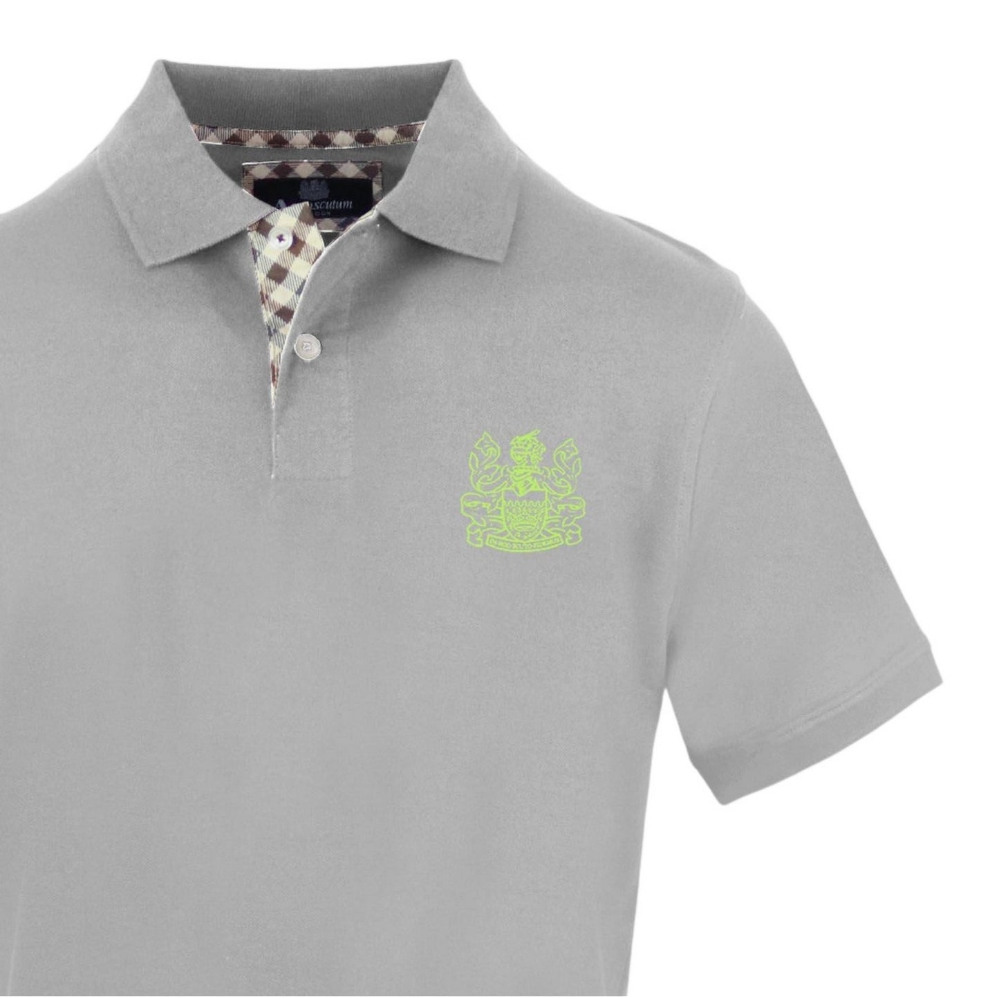 Grey - Side - Aquascutum Mens Logo Cotton Polo Shirt