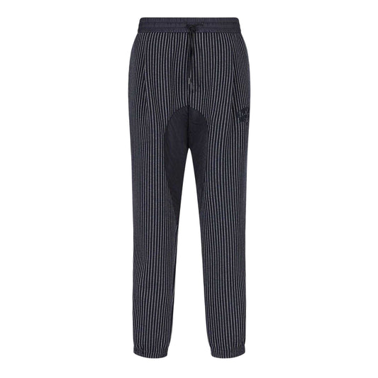 Navy - Front - Emporio Armani EA7 Mens Pinstripe Elasticated Cuff Trousers