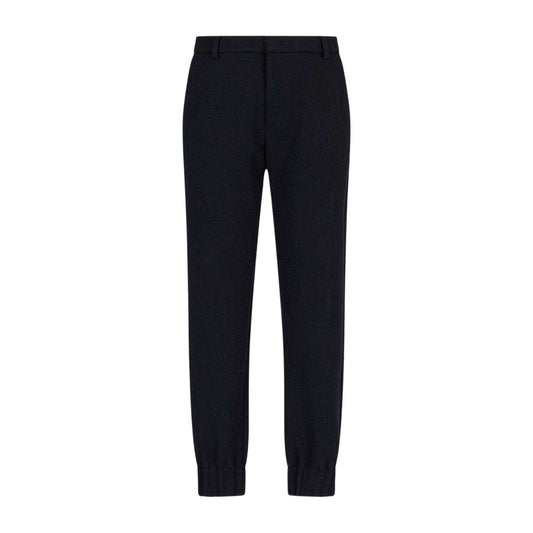 Navy - Front - Emporio Armani EA7 Mens Polyester Blend Tonal Trousers