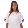 White - Side - Adidas Womens-Ladies Future Icons 3 Stripes T-Shirt