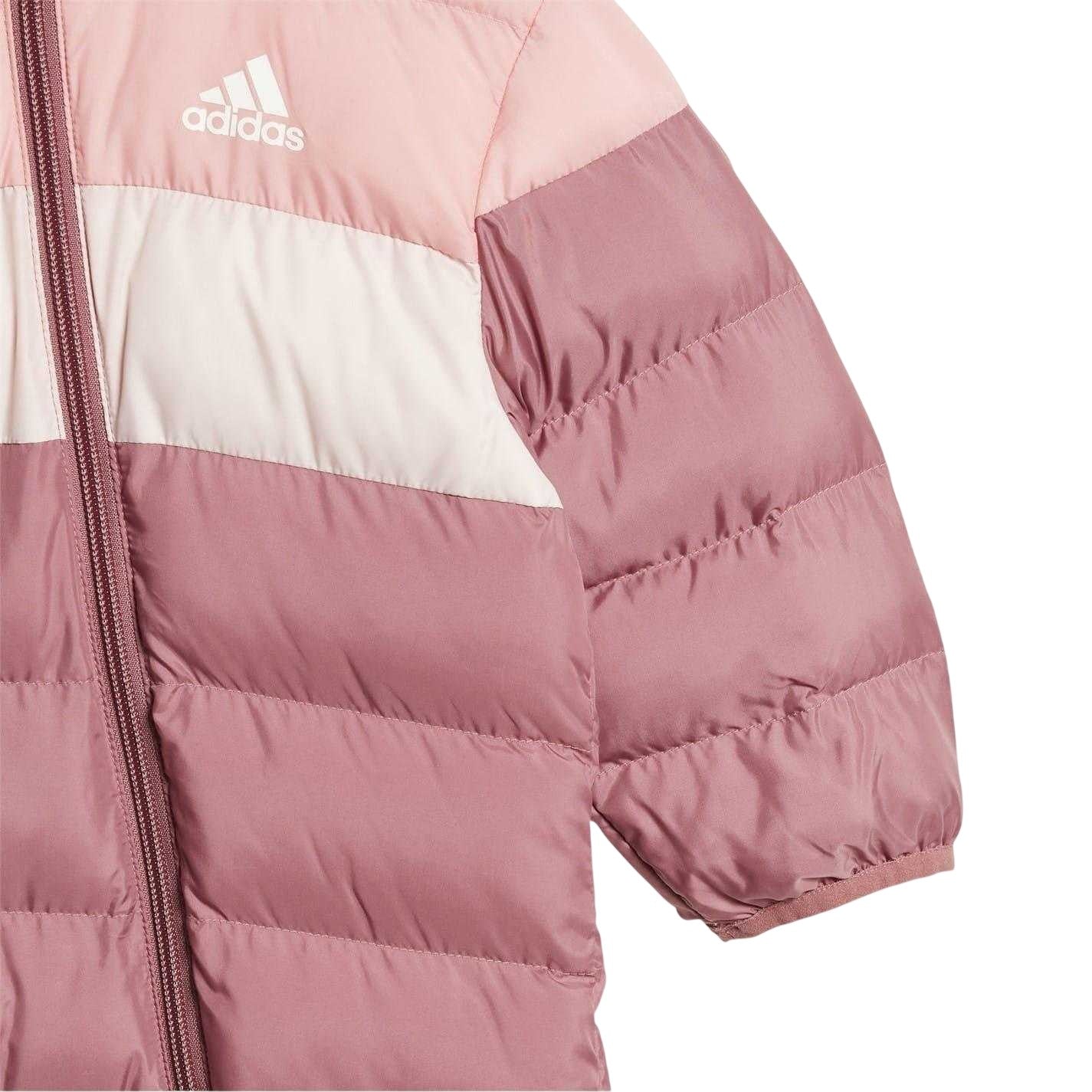 Pink-Crimson - Pack Shot - Adidas Childrens-Kids Horizontal Stripe Regular Snowsuit