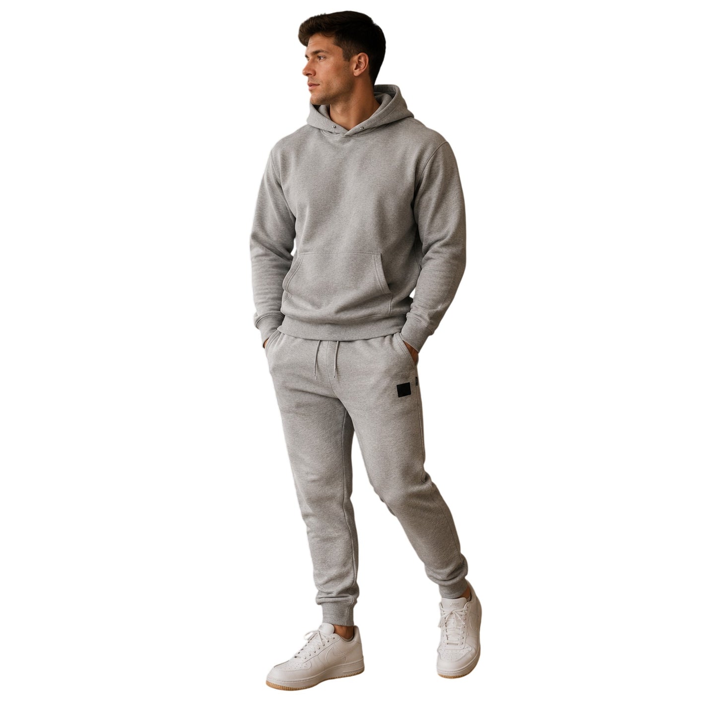 Grey - Side - Aquascutum Mens Tapered Joggers