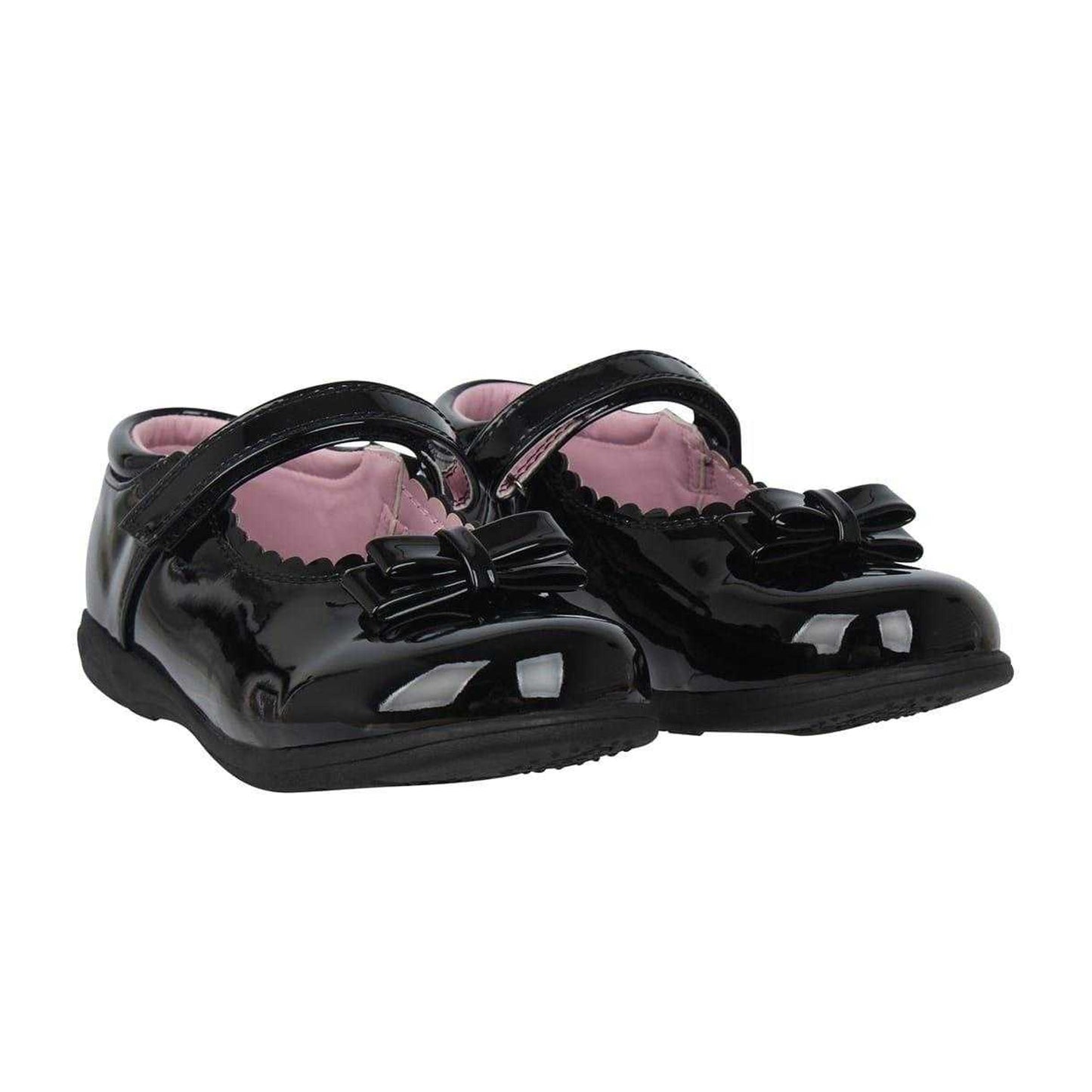 Black Patent - Pack Shot - Miso Childrens-Kids Scalloped Edge Flat Ballet Shoes