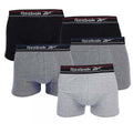 Grey-Black-Dark Grey - Front - Reebok Mens Sports Boxer Shorts (Pack of 5)