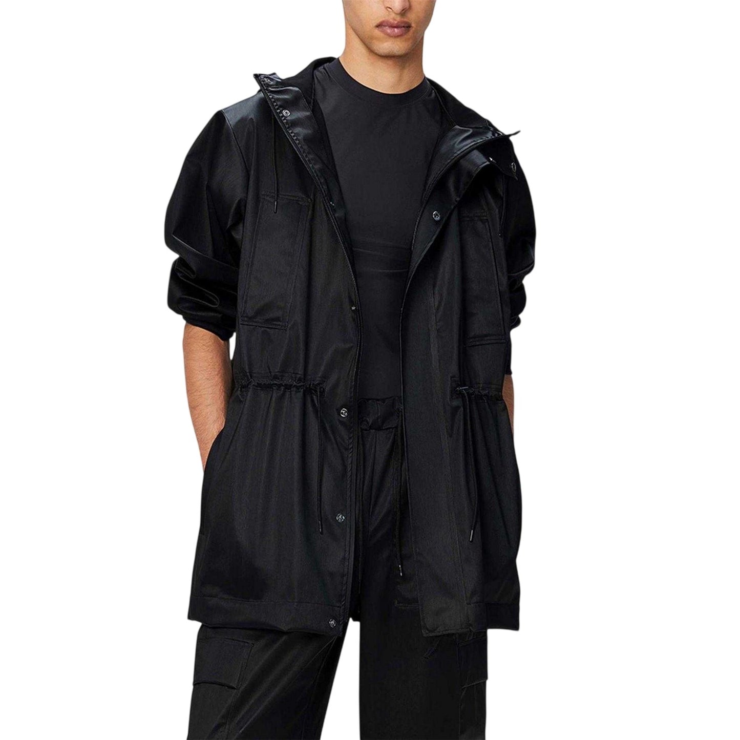Black - Side - Rains Mens Bold Long Jacket