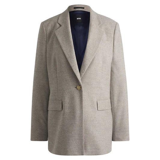 Grey - Front - Boss Womens-Ladies Janka Flap Pocket Blazer