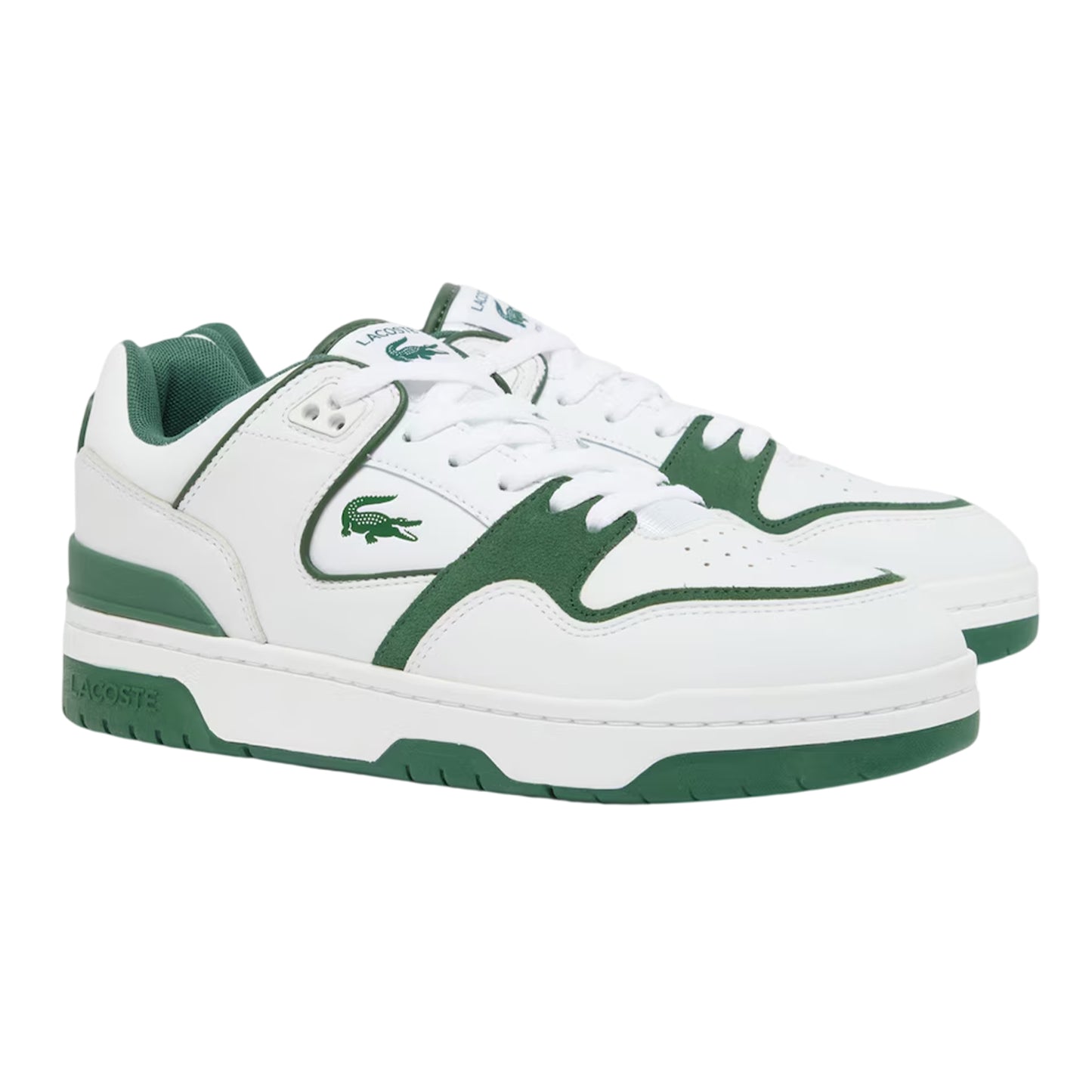 White-Dark Green - Close up - Lacoste Mens Court Cage Leather Trainers