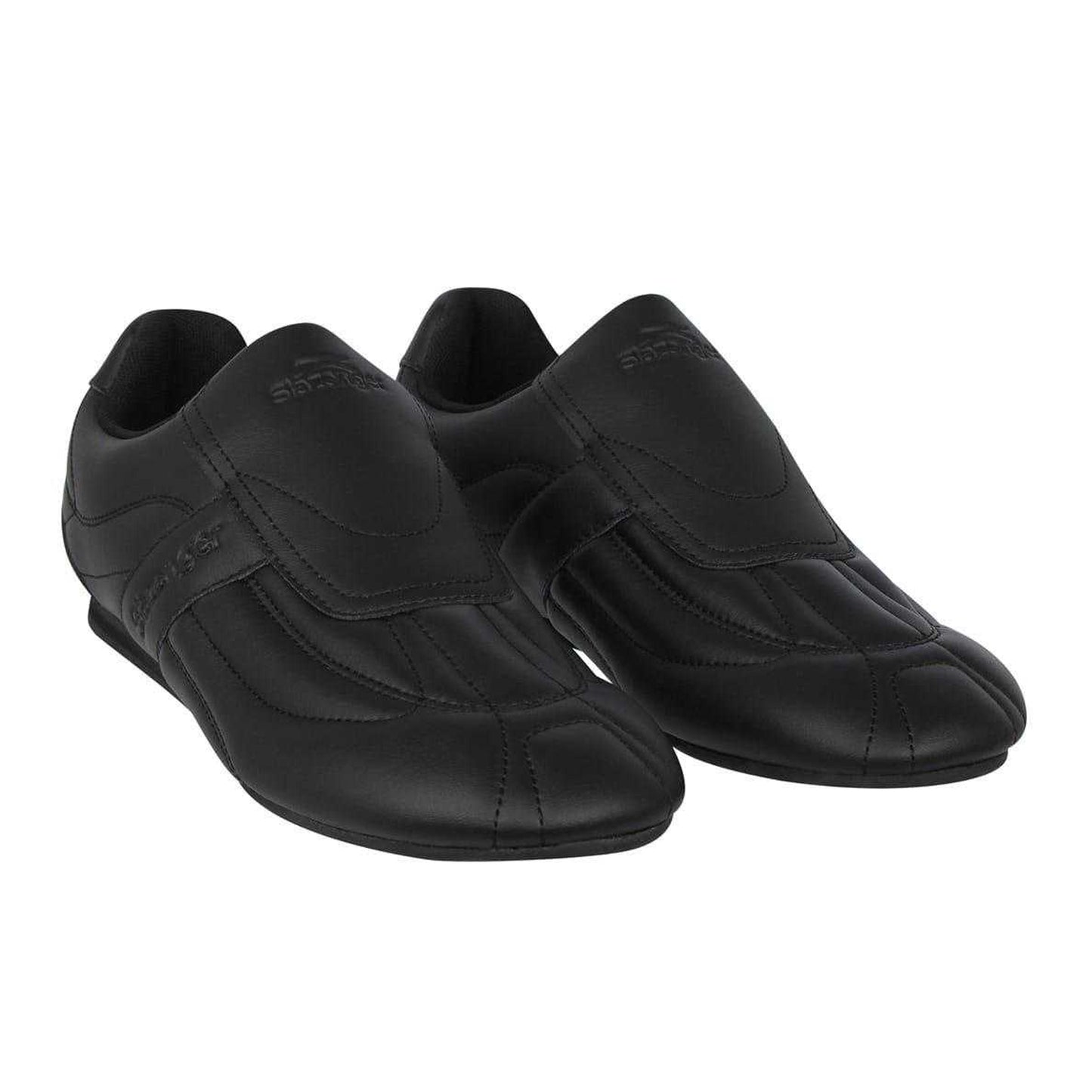 Black-Charcoal - Pack Shot - Slazenger Mens Warrior Leather Slip-on Trainers