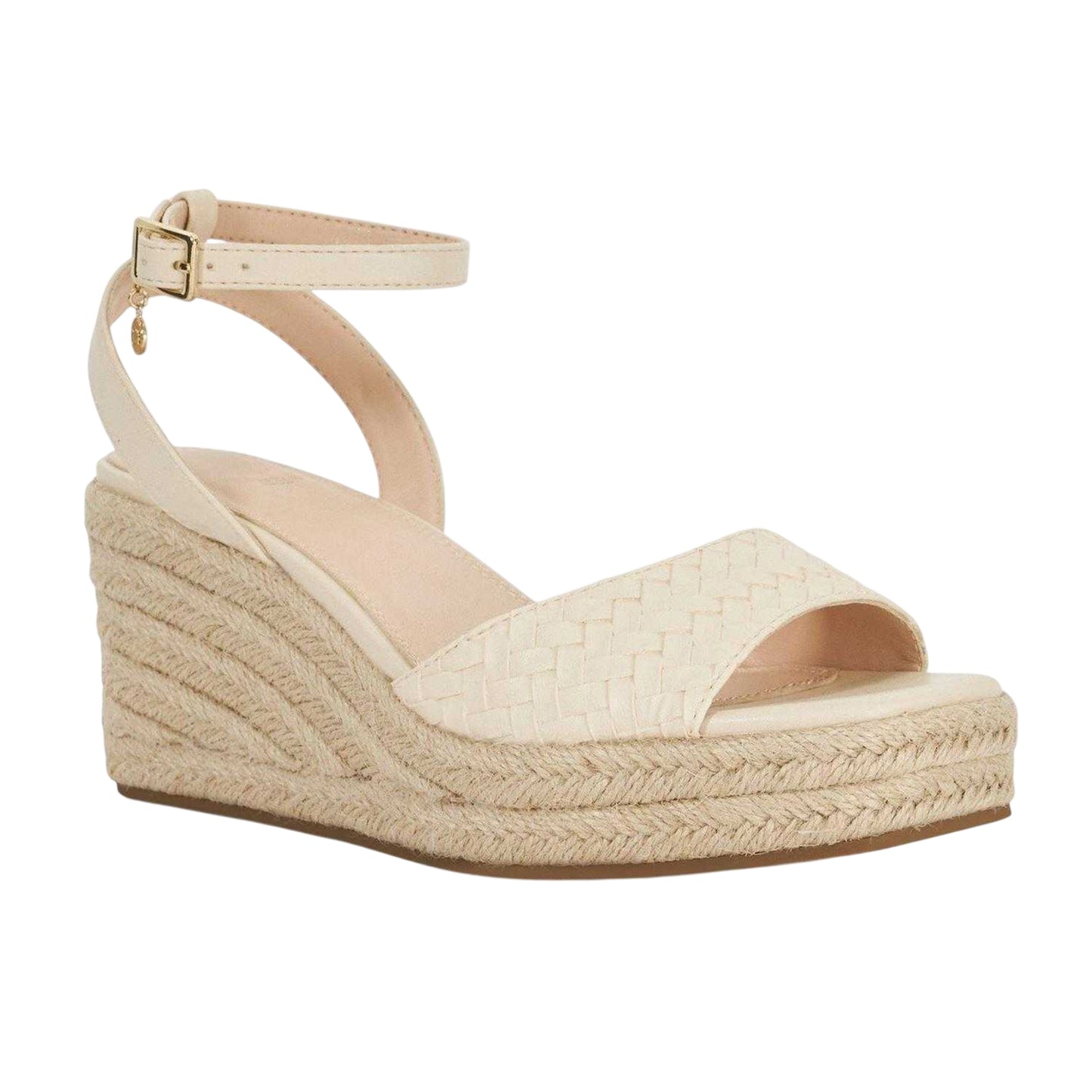 Off White - Pack Shot - Dune London Womens-Ladies Kerries Espadrille High Heel Wedge Sandals