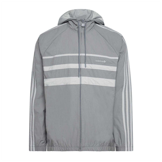 Grey Three - Front - Adidas Mens Originals 3 Stripes Windbreaker