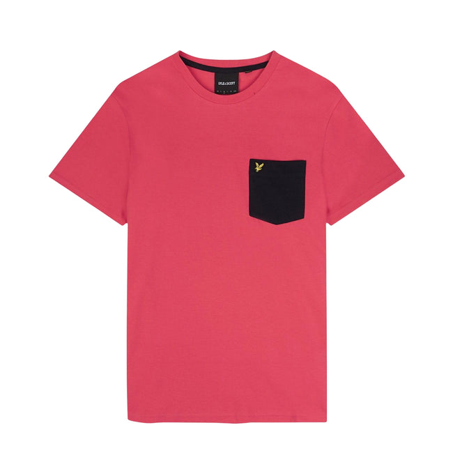 Pink - Front - Lyle & Scott Mens Contrast Pocket T-Shirt