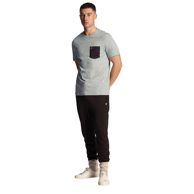 Pale Blue - Pack Shot - Lyle & Scott Mens Contrast Pocket T-Shirt