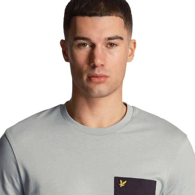 Pale Blue - Side - Lyle & Scott Mens Contrast Pocket T-Shirt