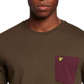 Olive - Side - Lyle & Scott Mens Contrast Pocket T-Shirt