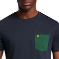 Navy - Side - Lyle & Scott Mens Contrast Pocket T-Shirt