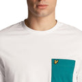 White-Green - Side - Lyle & Scott Mens Contrast Pocket T-Shirt