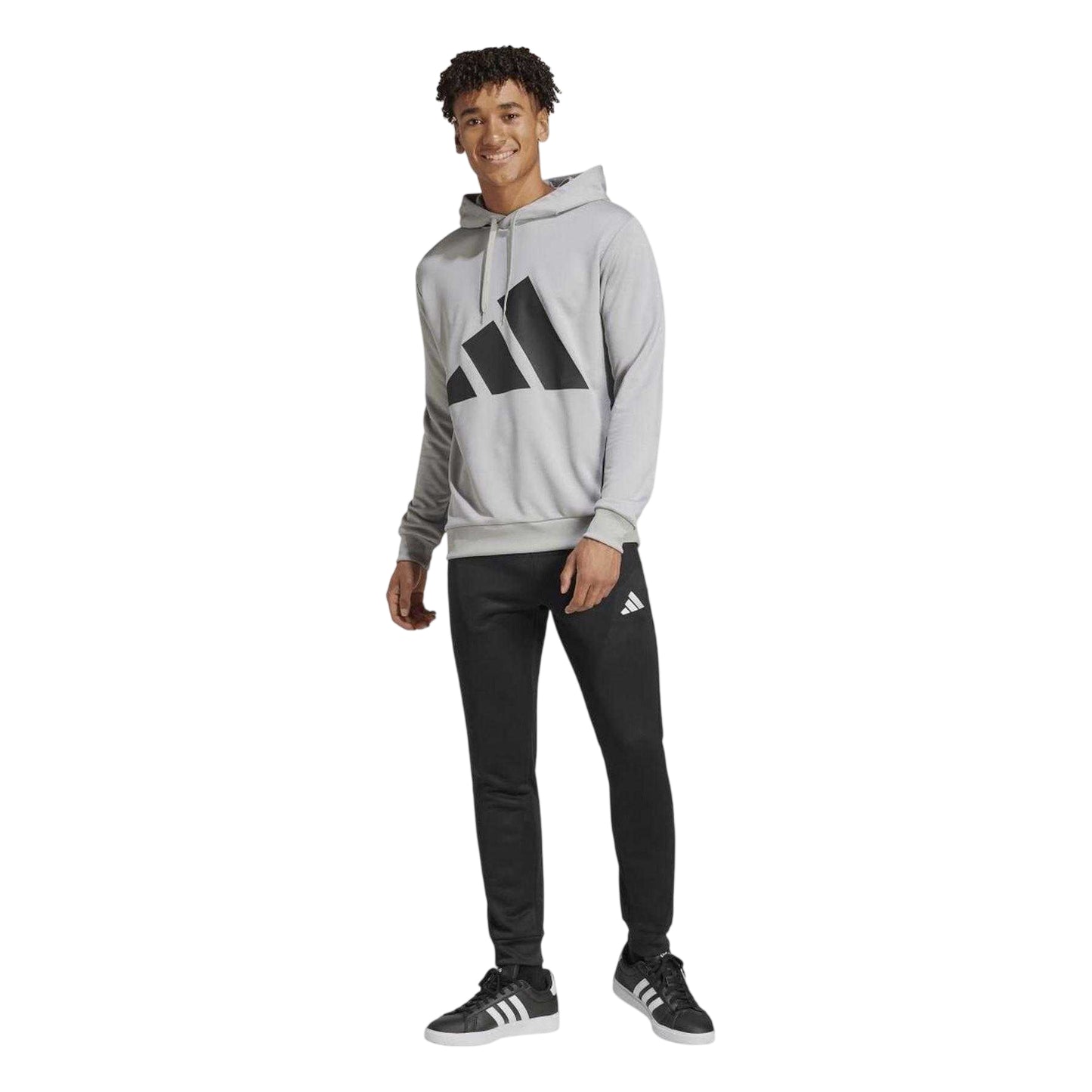 Grey - Pack Shot - Adidas Mens Logo French Terry Tracksuit