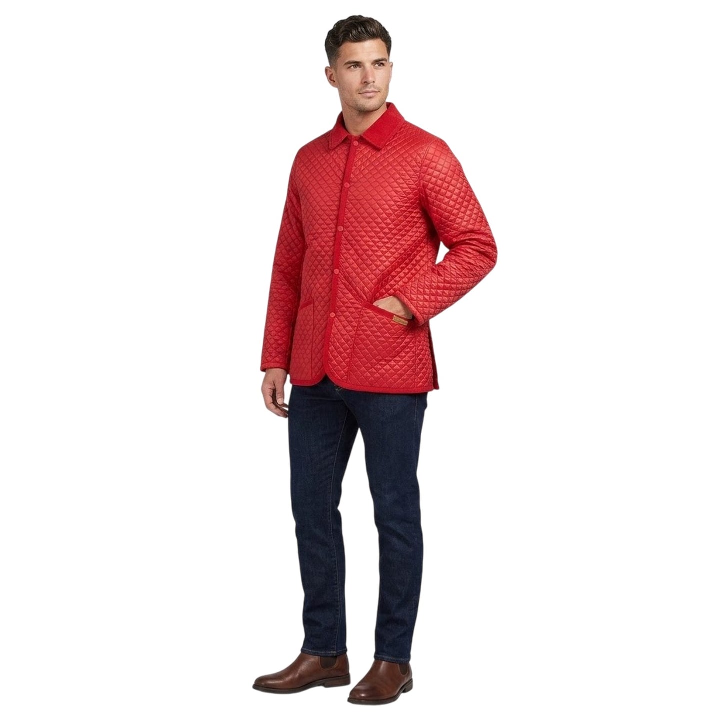 Red - Side - Criminal Damage Mens Quilted Quilted Jacket