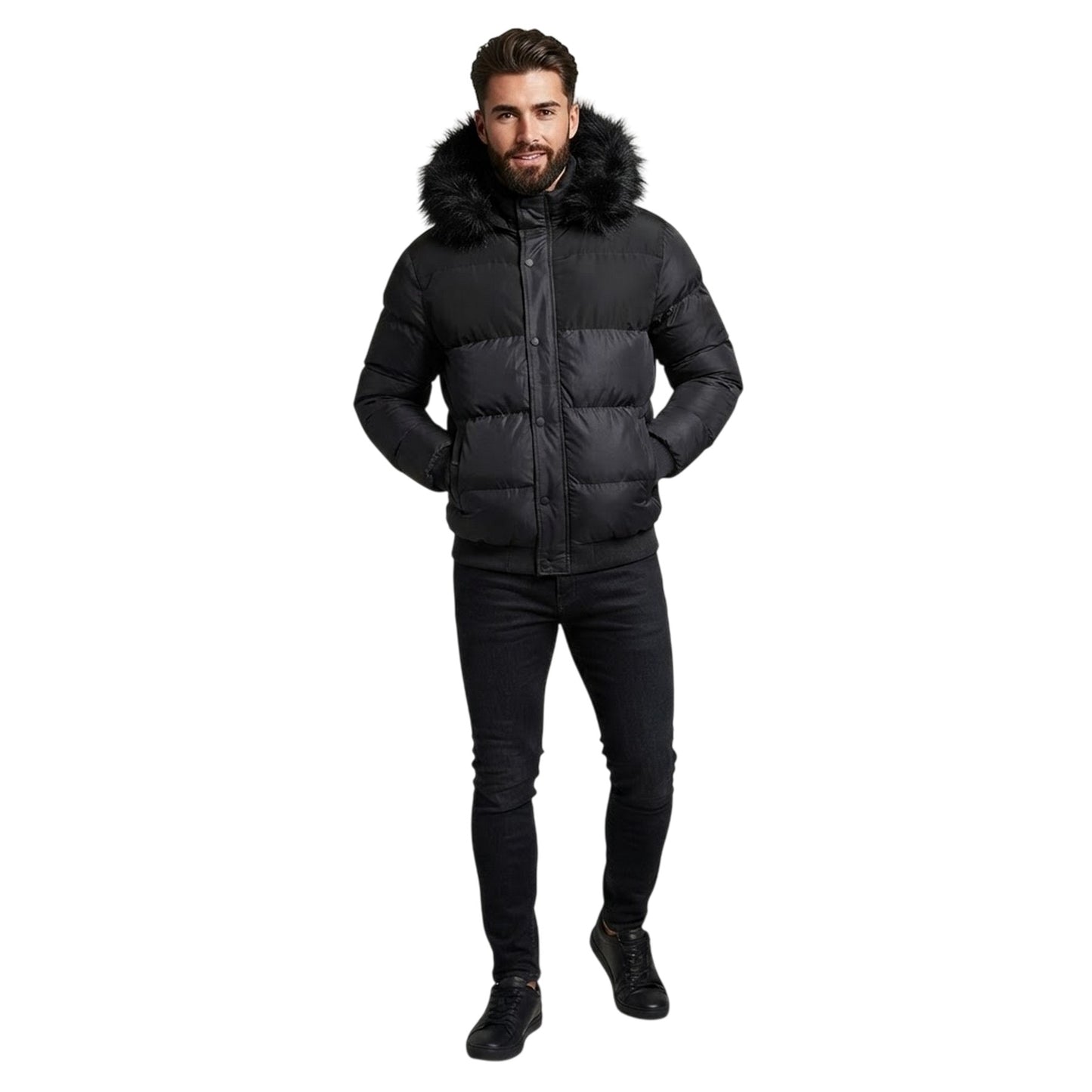 Black - Side - Criminal Damage Mens Detachable Hood Parka