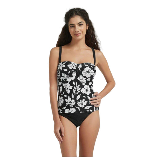Monochrome - Front - Be You Womens-Ladies Floral Sweetheart Tankini Top