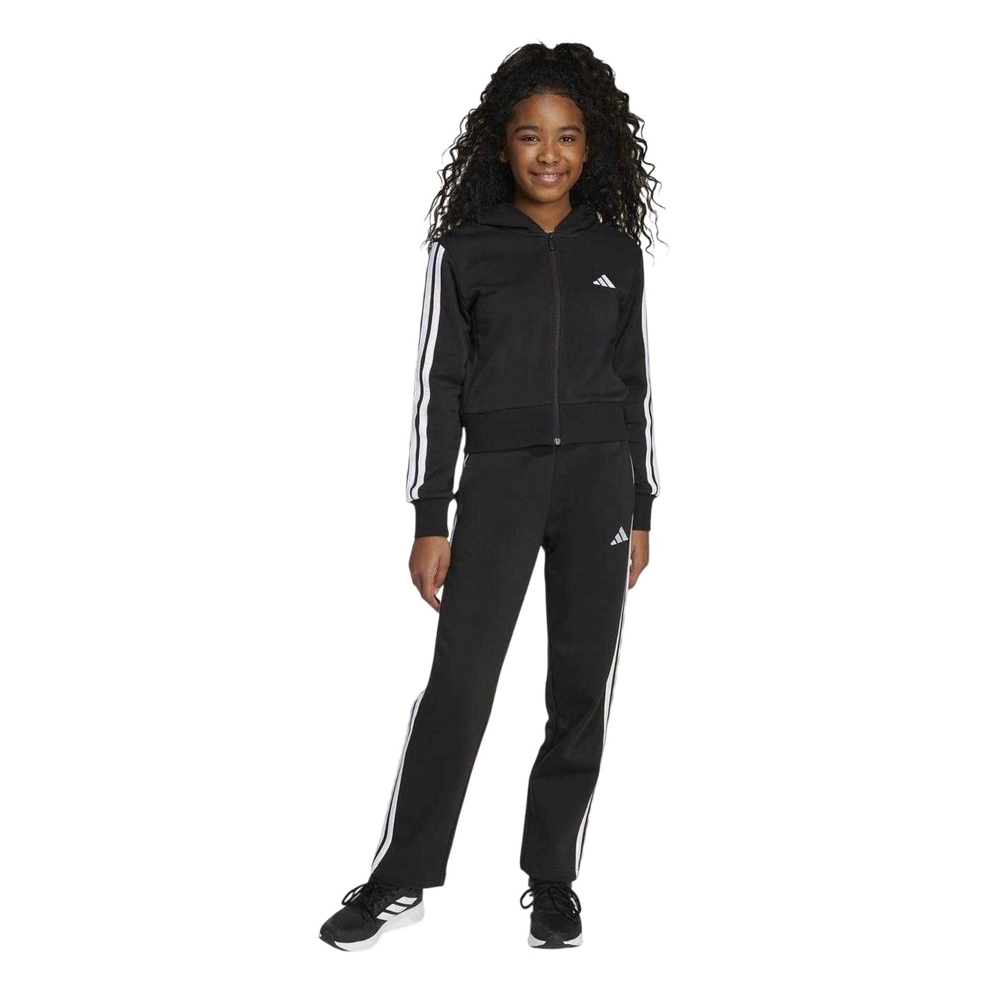 Black - Side - Adidas Childrens-Kids Essentials 3 Stripes Tracksuit