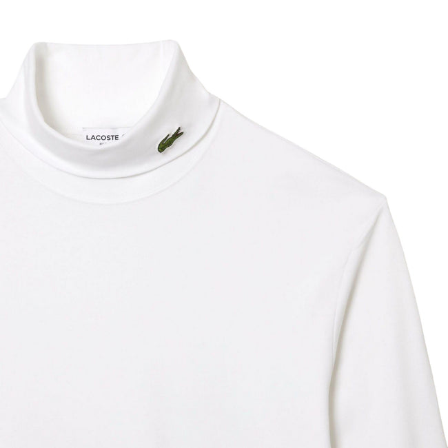 White - Side - Lacoste Mens Organic Cotton Turtle Neck T-Shirt