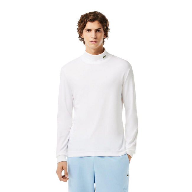 White - Pack Shot - Lacoste Mens Organic Cotton Turtle Neck T-Shirt