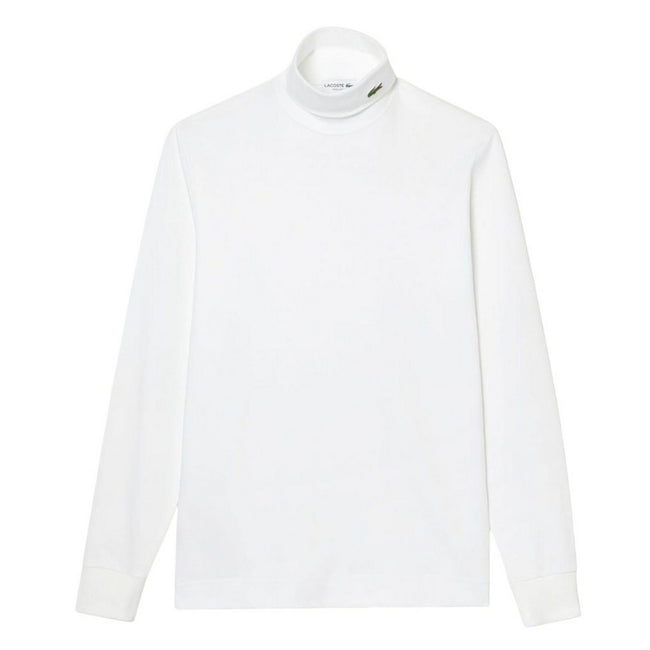 White - Front - Lacoste Mens Organic Cotton Turtle Neck T-Shirt