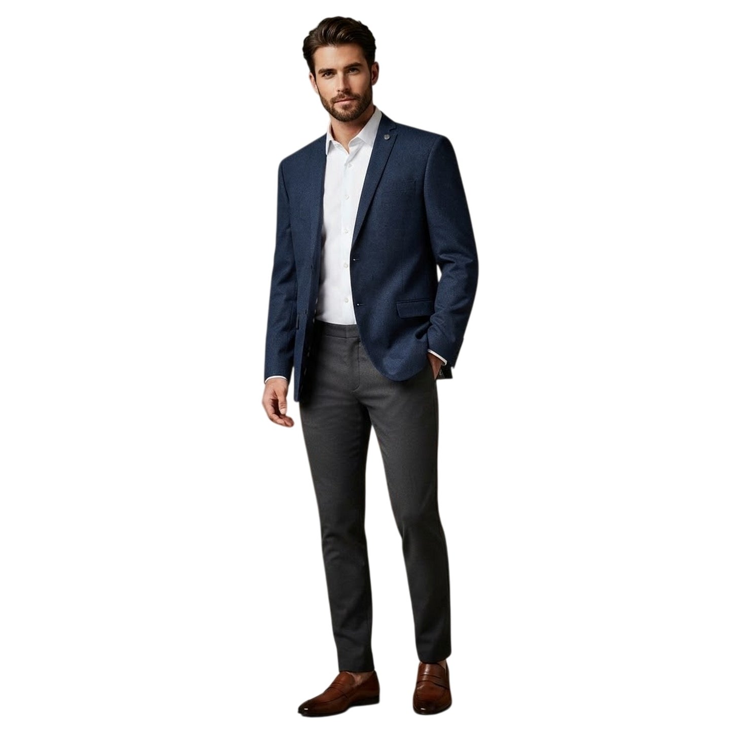 Navy - Side - Ted Baker Mens Flecked Suit Jacket