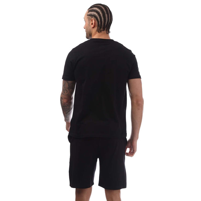 Black - Back - Nicce Mens Logo Lounge T-Shirt & Shorts Set