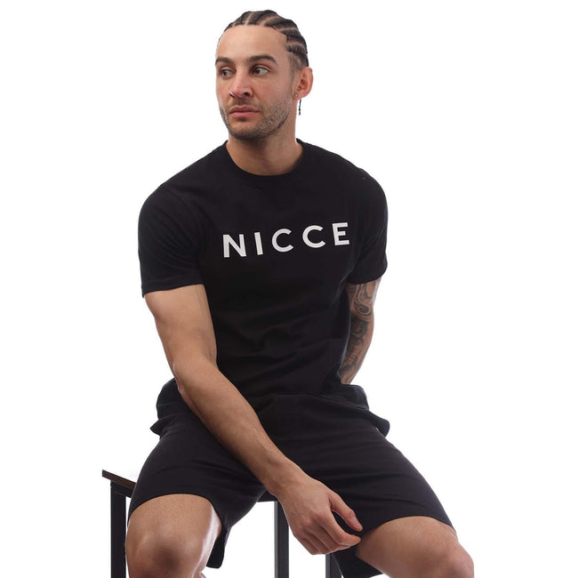 Black - Lifestyle - Nicce Mens Logo Lounge T-Shirt & Shorts Set