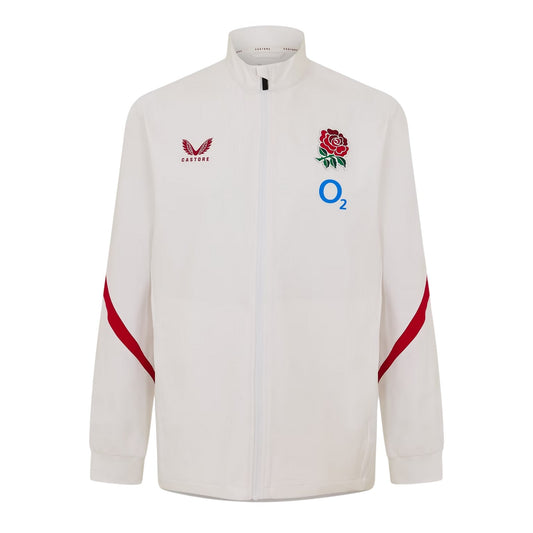 White-Red - Front - Castore Mens England Red Roses Anthem Jacket
