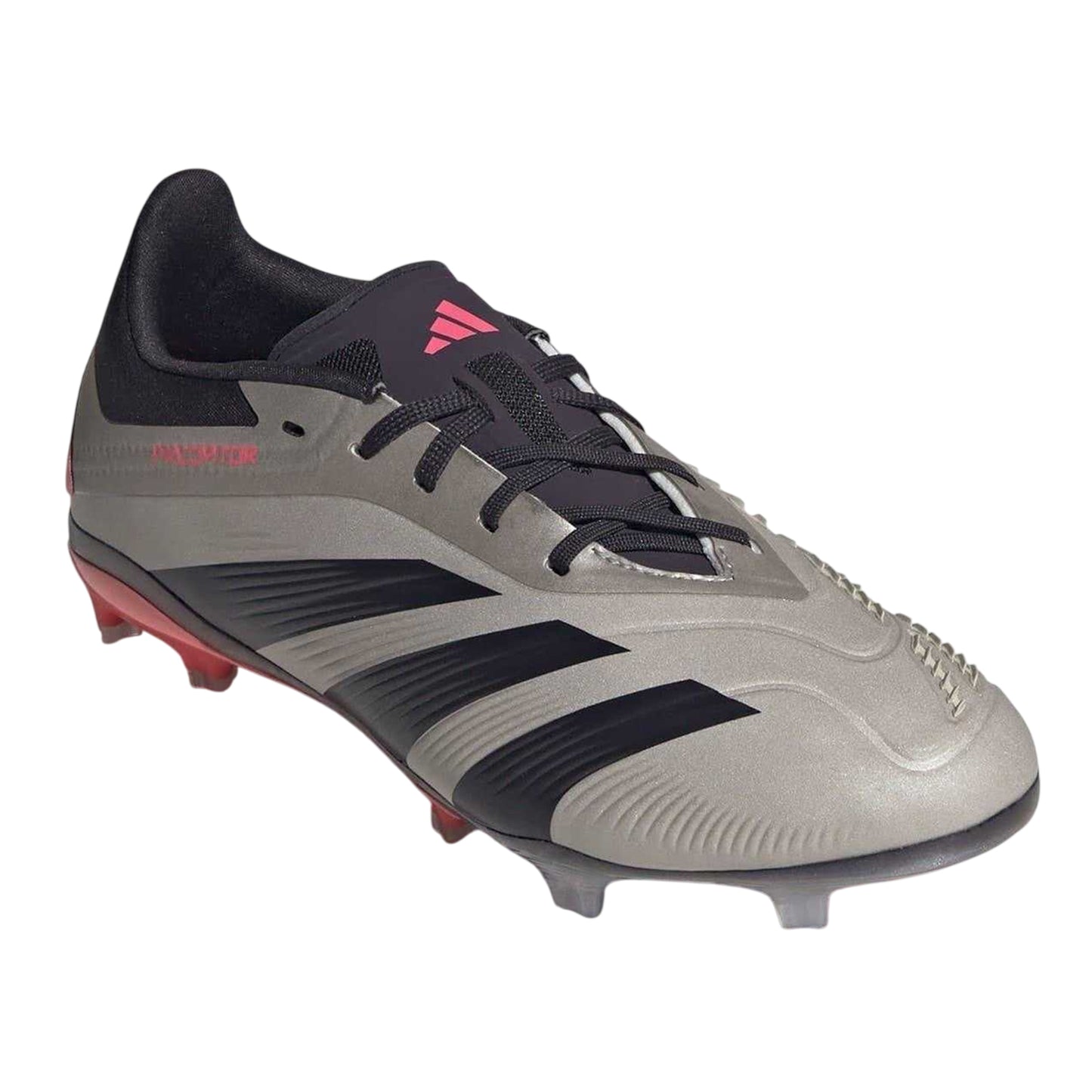Silver-Black - Pack Shot - Adidas Childrens-Kids Predator 24 Firm Ground Football Boots