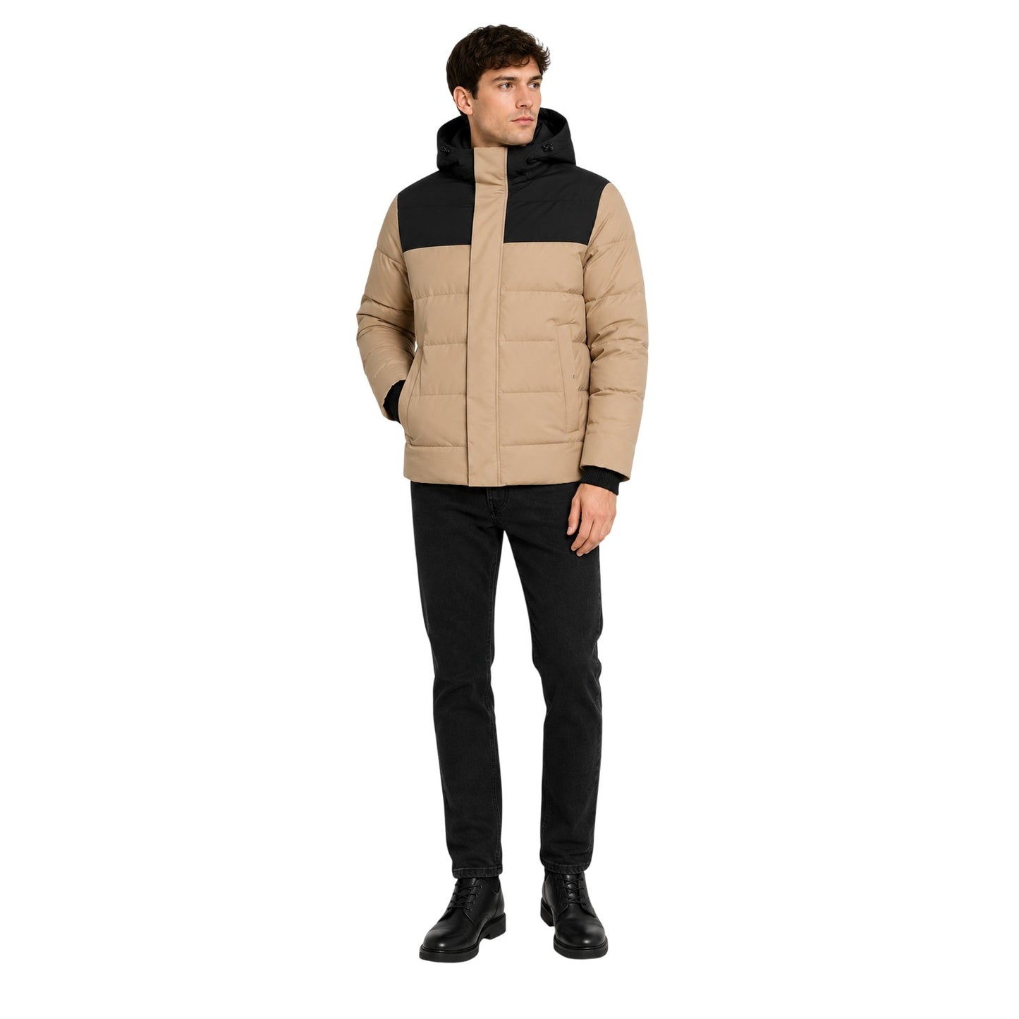 Crockery - Lifestyle - Jack And Jones Mens Colour Block Ribbed Hooded Puffer Jacket