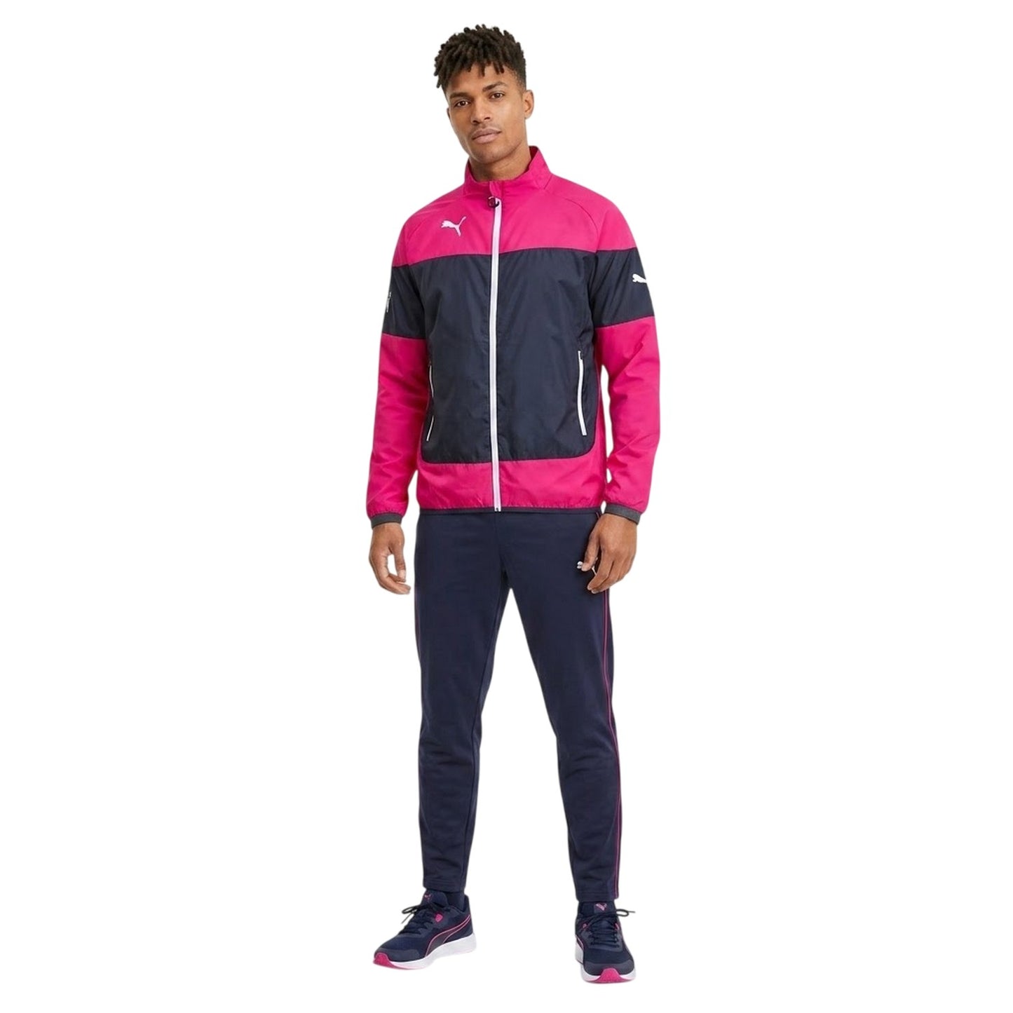 Pink - Lifestyle - Puma Mens Indomitable Colour Block Relaxed Fit Long-Sleeved Jacket